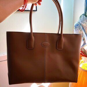 TOD'S Shopping Media leather tote